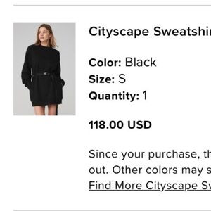 Alo Black Long Sleeve Cityscape Sweatshirt Dress Tunic EUC